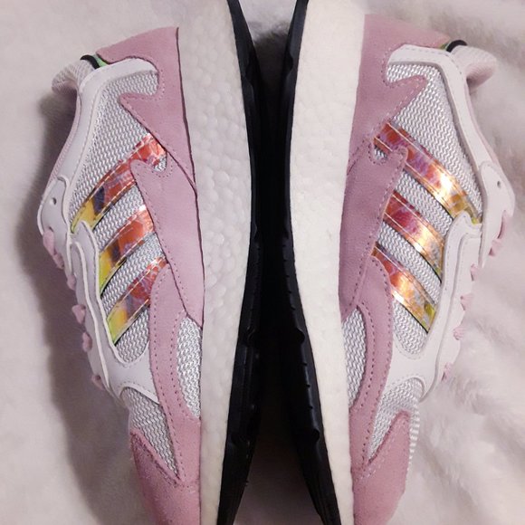 Adidas Pink and White Iridescent Tresc Run J Sneakers - Picture 4 of 8
